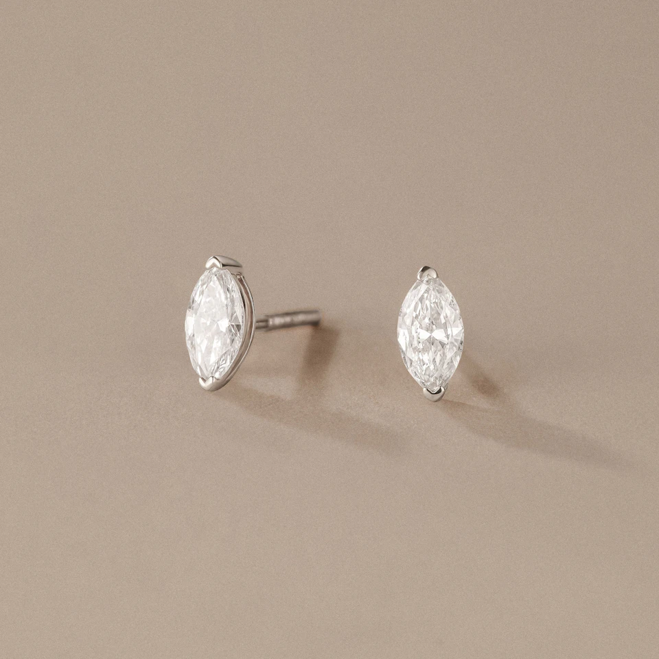 2.00ct Marquise Cut Lab Diamond Stud Earrings in 18K White Gold