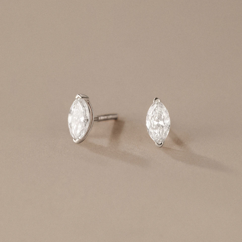 2.00ct Marquise Cut Lab Diamond Stud Earrings in Platinum