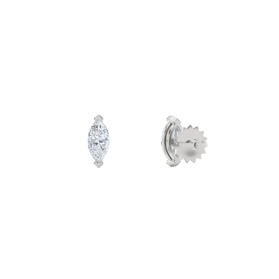 2.00ct Marquise Cut Lab Diamond Stud Earrings in 18K White Gold