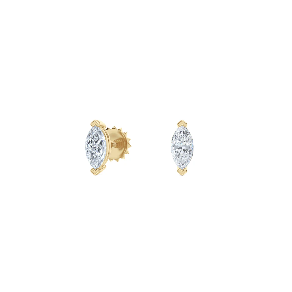 2.00ct Marquise Cut Lab Diamond Stud Earrings in 18K Yellow Gold