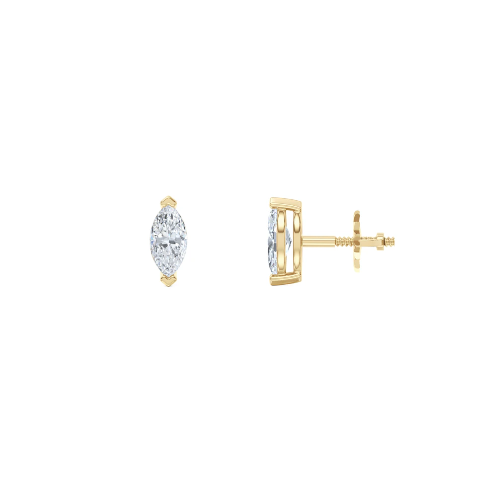 2.00ct Marquise Cut Lab Diamond Stud Earrings in 18K Yellow Gold