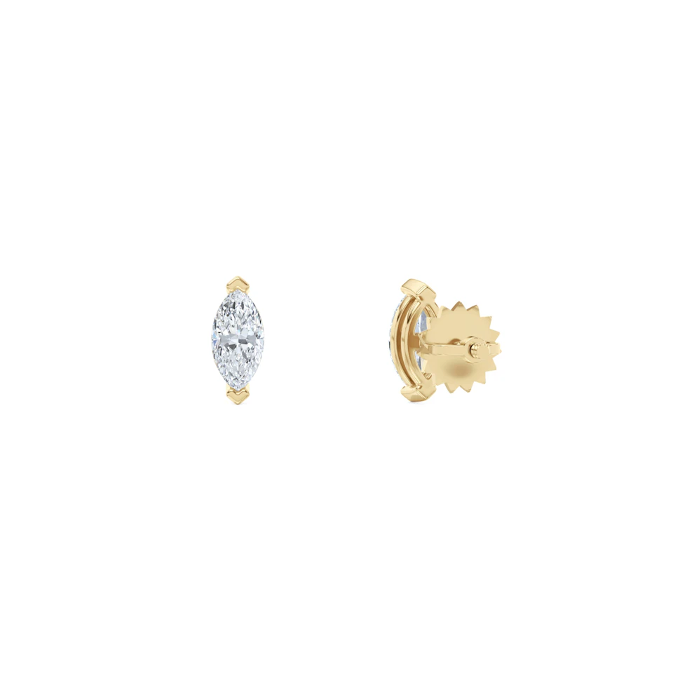 2.00ct Marquise Cut Lab Diamond Stud Earrings in 18K Yellow Gold