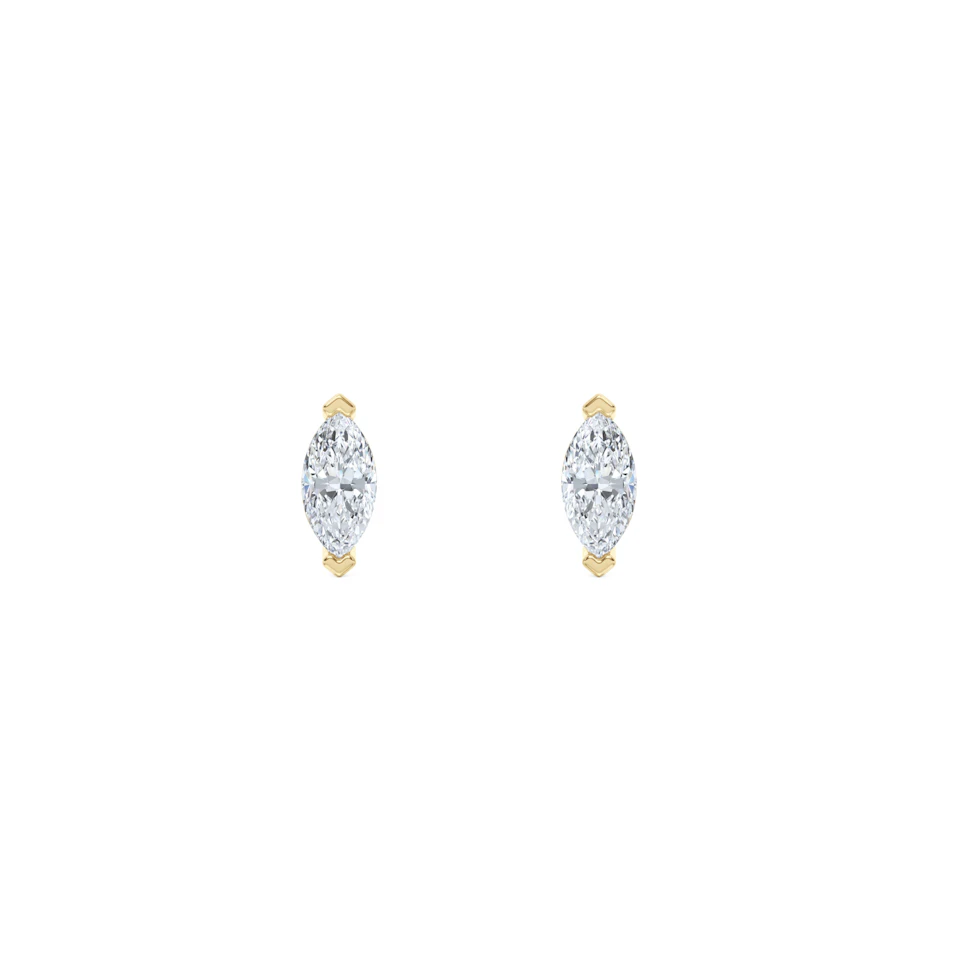 2.00ct Marquise Cut Lab Diamond Stud Earrings in 18K Yellow Gold