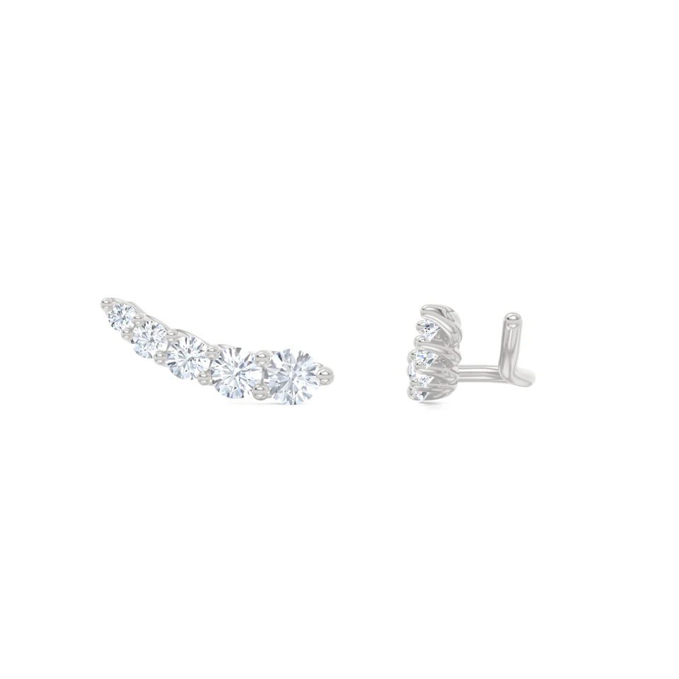 Legacy 1.00ct Round Cut Lab Diamond Ear Climber Earrings in 18K White Gold