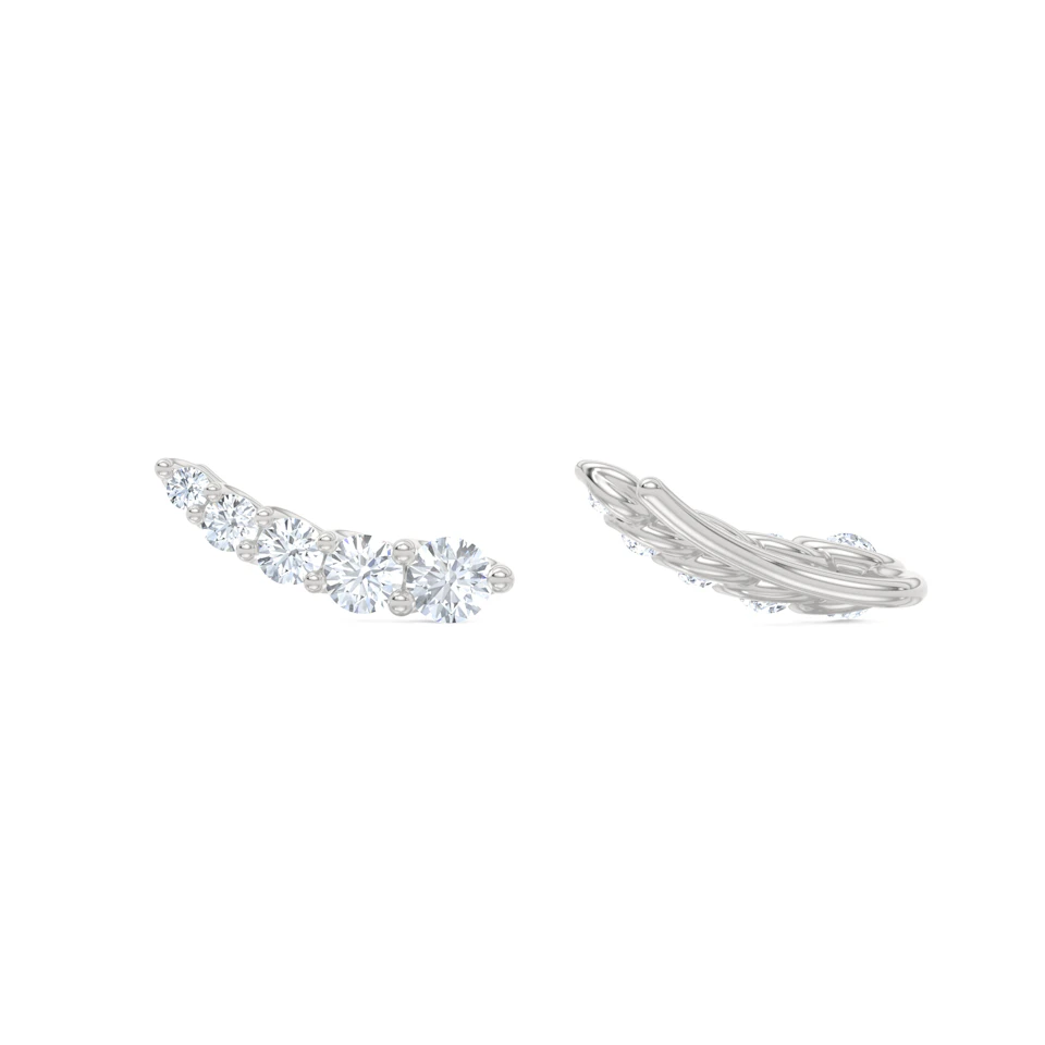 Legacy 1.00ct Round Cut Lab Diamond Ear Climber Earrings in 18K White Gold