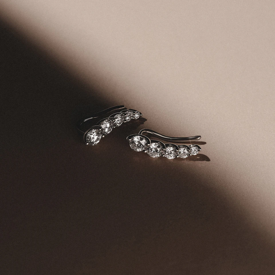 Legacy 1.00ct Round Cut Lab Diamond Ear Climber Earrings in 18K White Gold