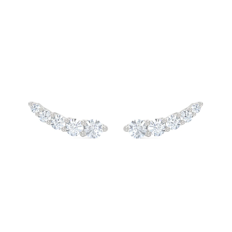 Legacy 1.00ct Round Cut Lab Diamond Ear Climber Earrings in 18K White Gold