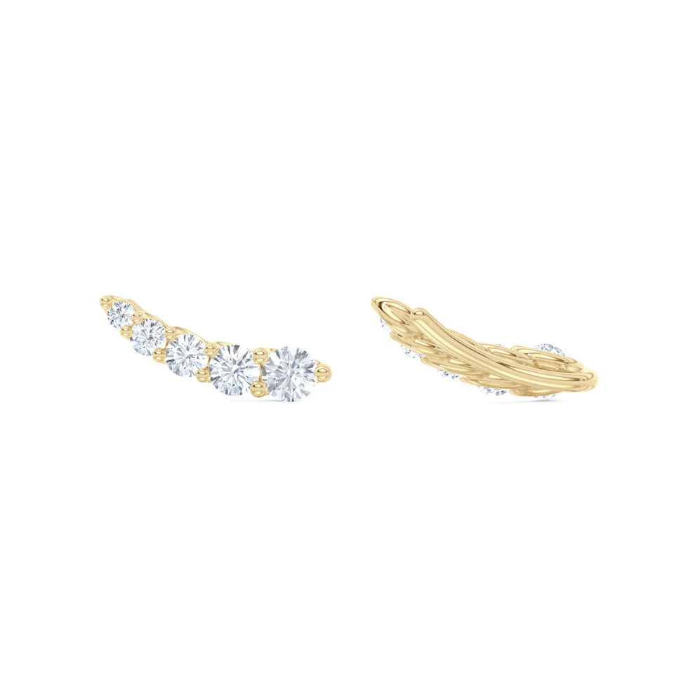 Legacy 1.00ct Round Cut Lab Diamond Ear Climber Stud Earrings in 18K Yellow Gold