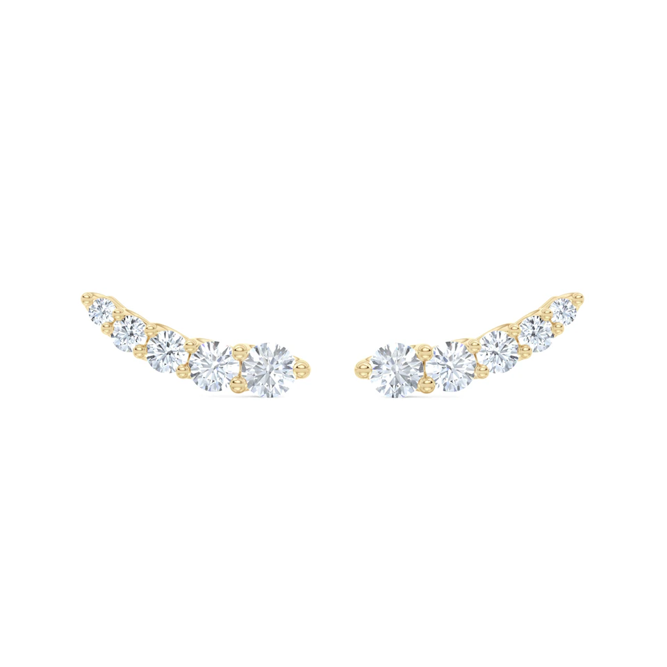 Legacy 1.00ct Round Cut Lab Diamond Ear Climber Stud Earrings in 18K Yellow Gold