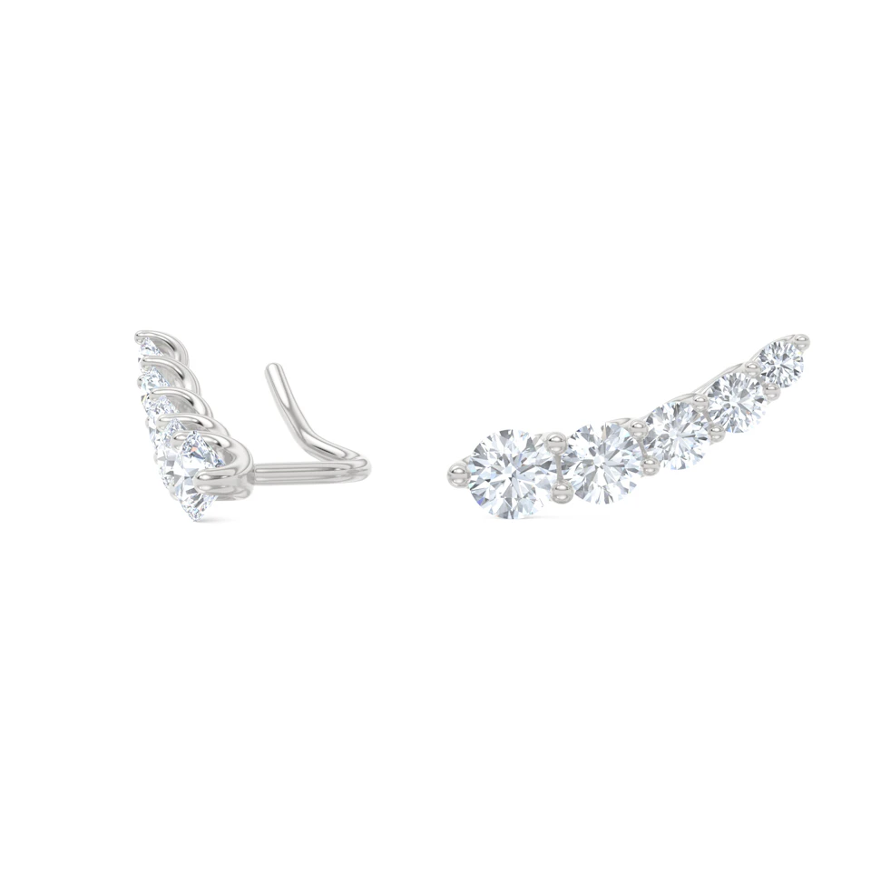 Legacy 2.00ct Round Cut Lab Diamond Ear Climber Earrings in 18K White Gold