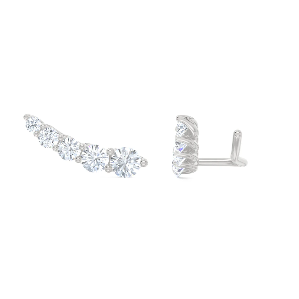 Legacy 2.00ct Round Cut Lab Diamond Ear Climber Earrings in 18K White Gold