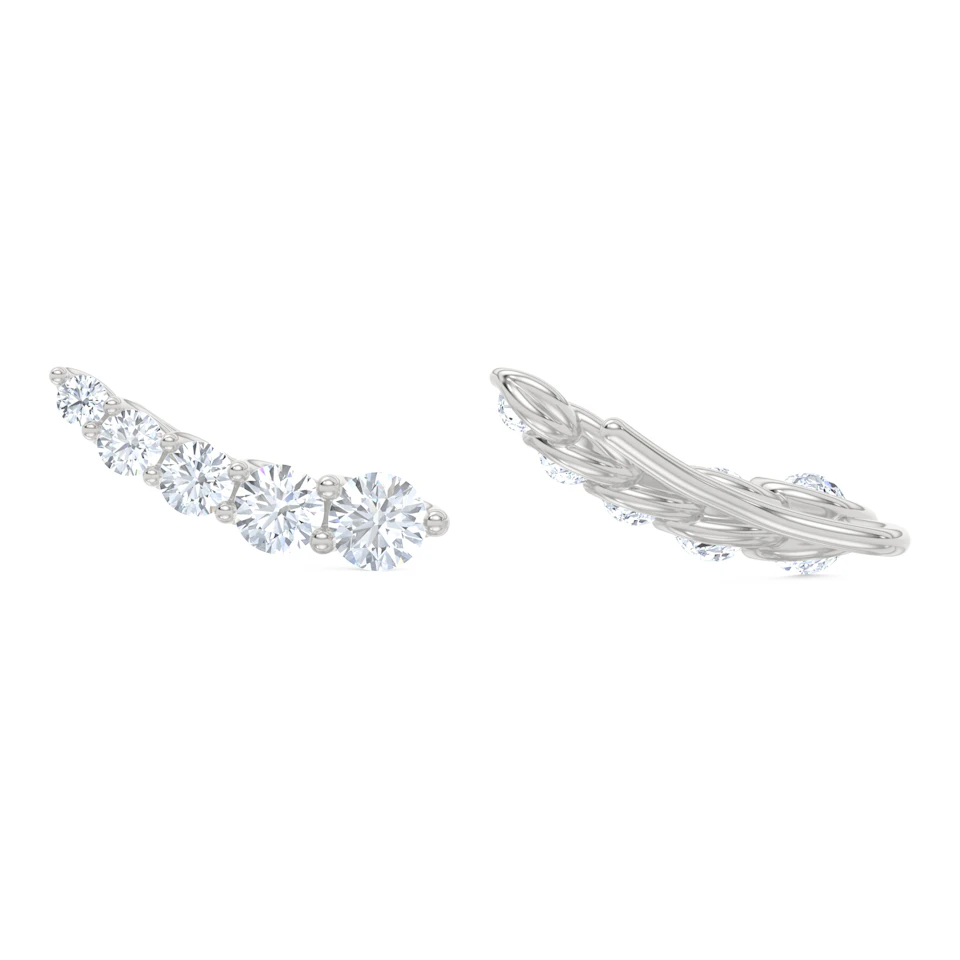 Legacy 2.00ct Round Cut Lab Diamond Ear Climber Earrings in 18K White Gold