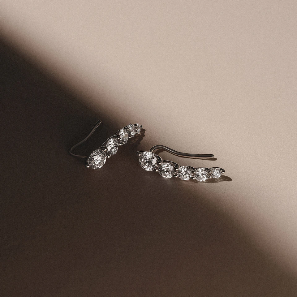 Legacy 2.00ct Round Cut Lab Diamond Ear Climber Earrings in 18K White Gold