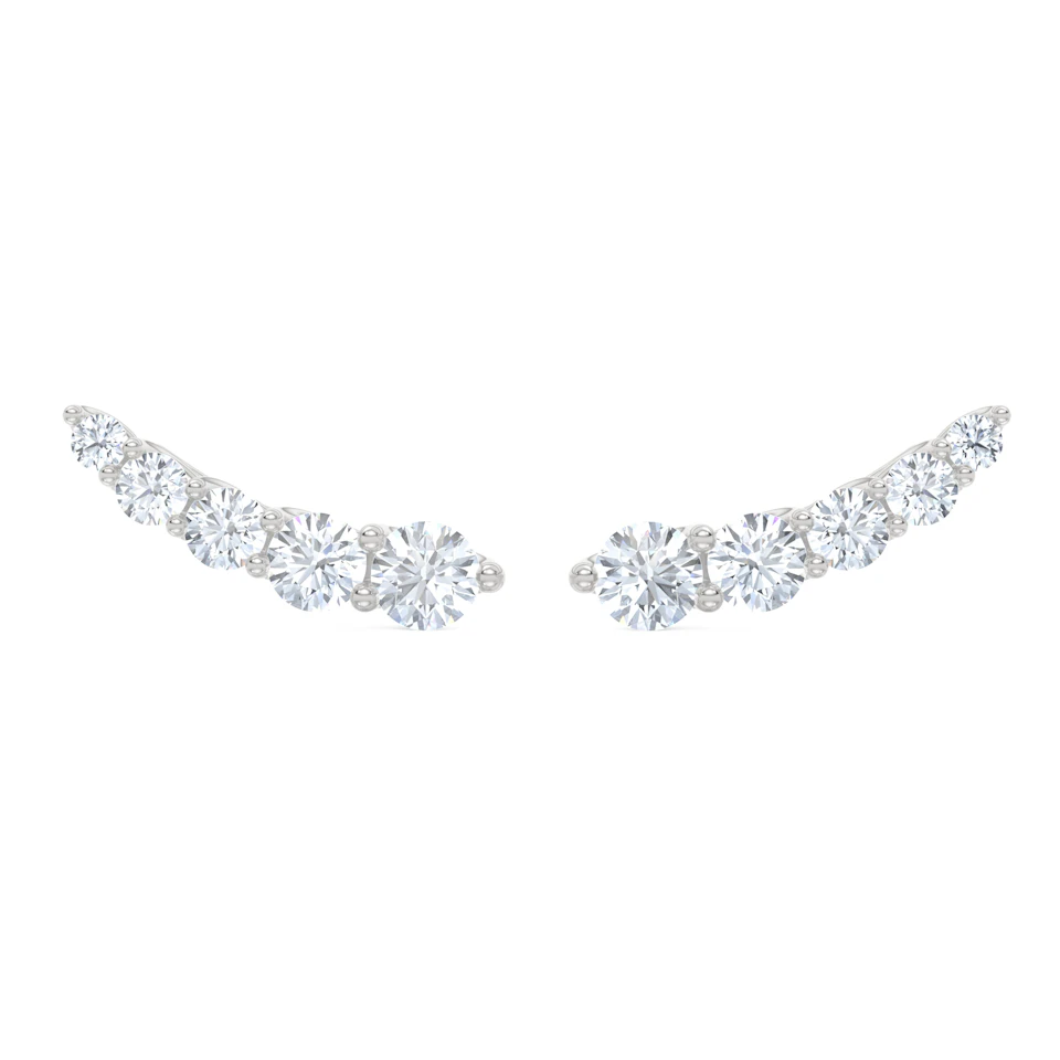 Legacy 2.00ct Round Cut Lab Diamond Ear Climber Earrings in 18K White Gold