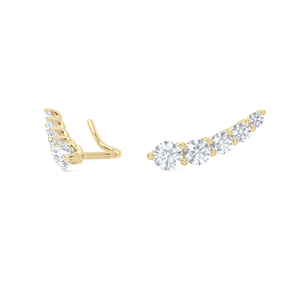 Legacy 2.00ct Round Cut Lab Diamond Ear Climber Earrings in 18K Yellow Gold