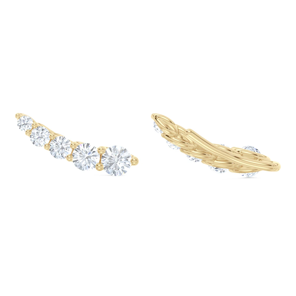 Legacy 2.00ct Round Cut Lab Diamond Ear Climber Earrings in 18K Yellow Gold