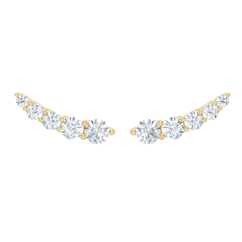 Legacy 2.00ct Round Cut Lab Diamond Ear Climber Earrings in 18K Yellow Gold