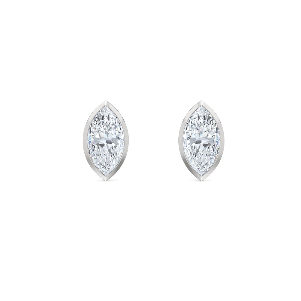 Bezel Set 2.00ct Marquise Cut Lab Diamond Stud Earrings in Platinum