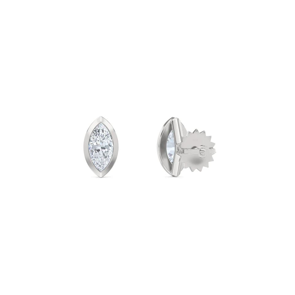 Bezel Set 0.50ct Marquise Cut Lab Diamond Stud Earrings in Platinum