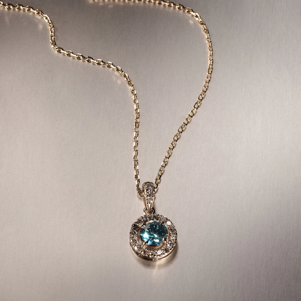 Ella Blue Lab Diamond 1.38ct Pendant Necklace in 18K Yellow Gold - Elara Collection
