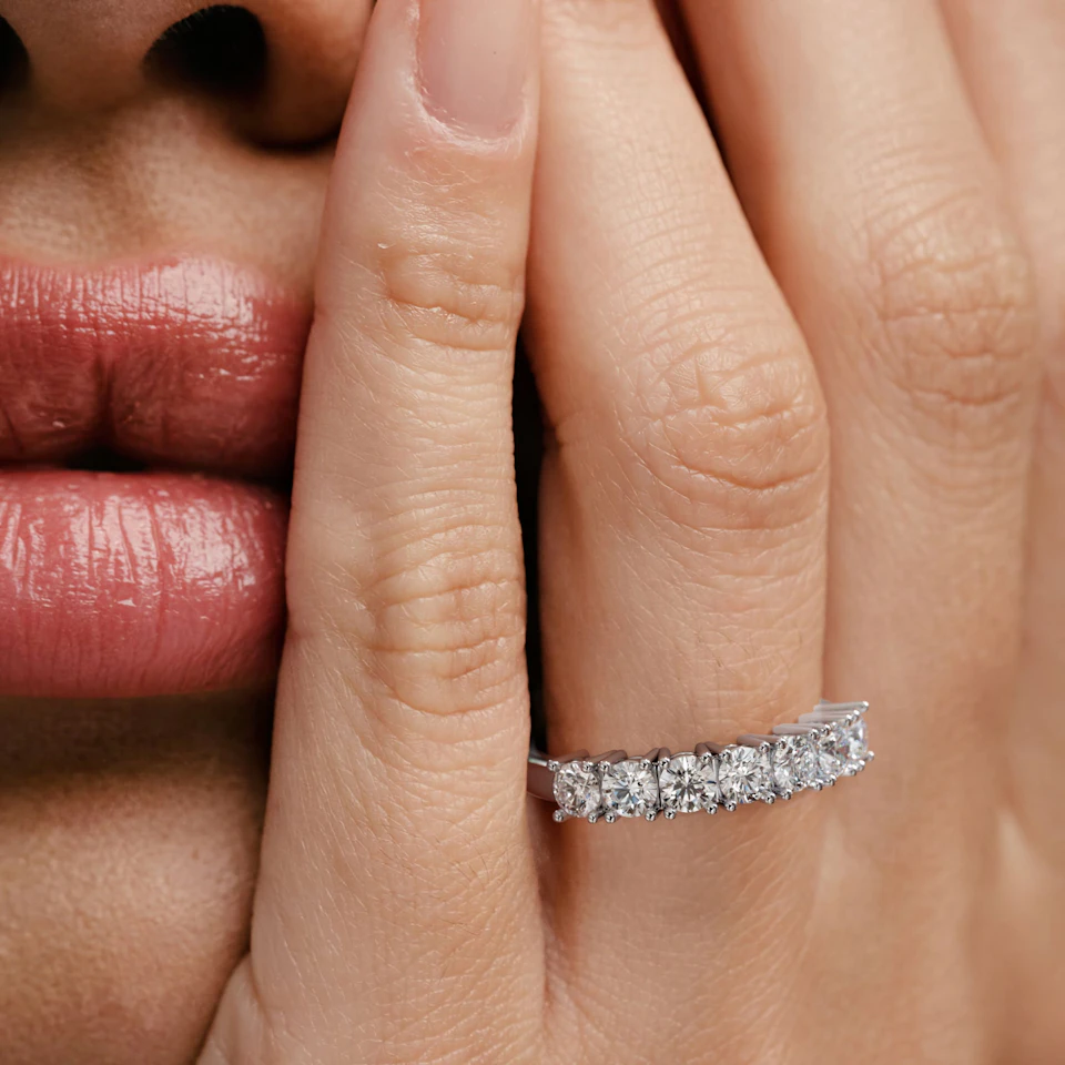 Chloe 18K White Gold 7 Stone Diamond Eternity Ring 1.00CT G/VS