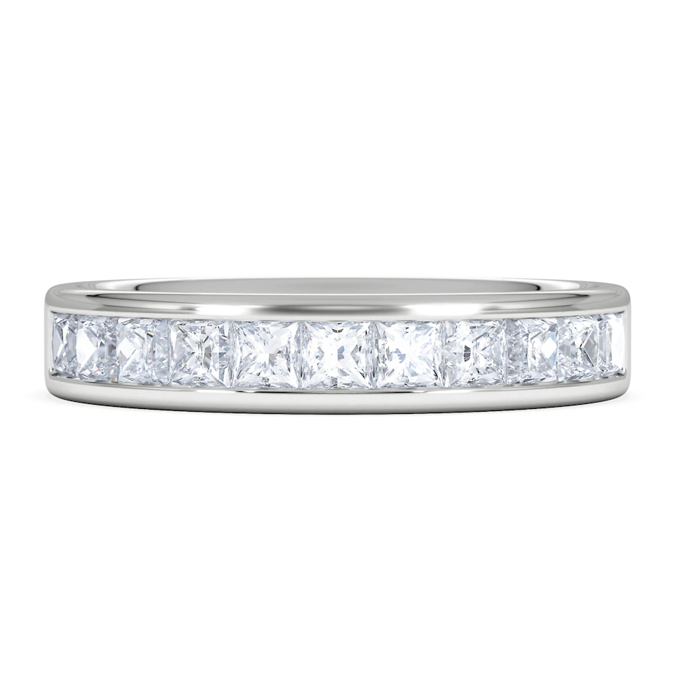 Eterna Lab Diamond Princess Cut Half Eternity Ring 1.00ct F/VS in 9K White Gold