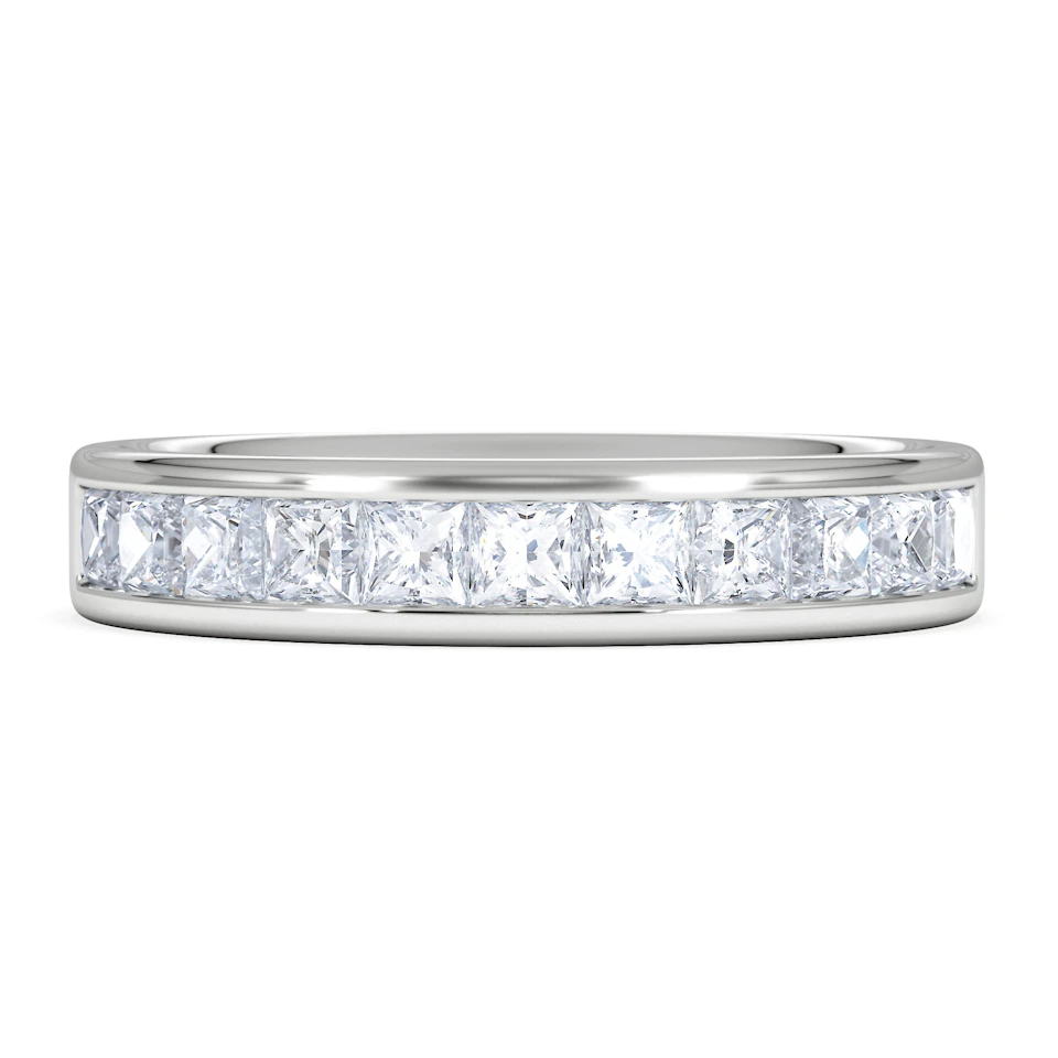 Platinum Princess Diamond Half Eternity Ring 1.00CT H/SI