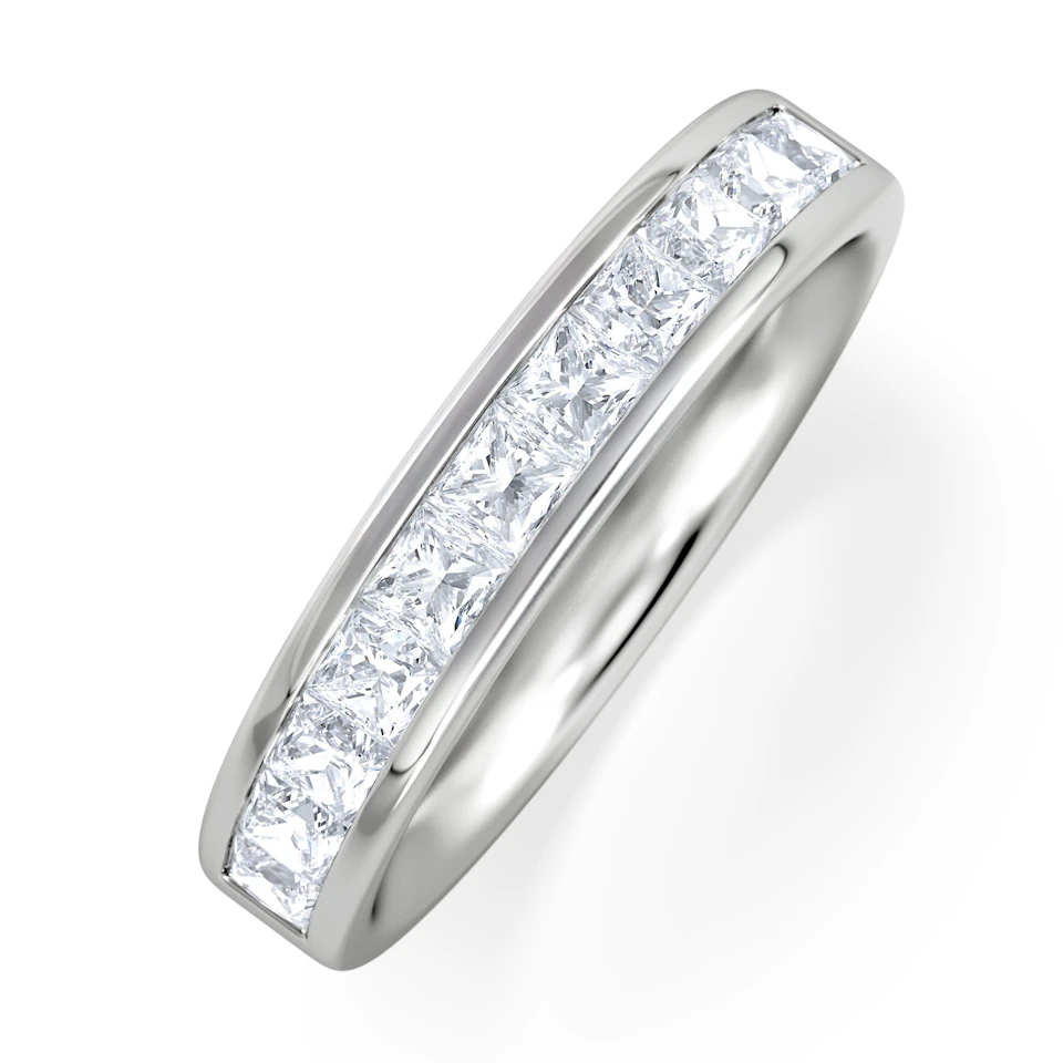 Platinum Princess Diamond Half Eternity Ring 1.00CT H/SI