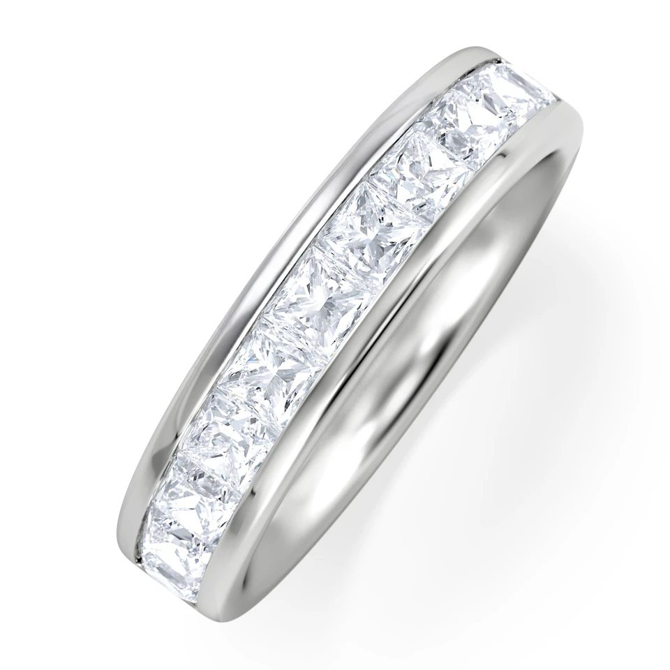 Eterna Lab Diamond Princess Cut Half Eternity Ring 1.50ct F/VS in 9K White Gold
