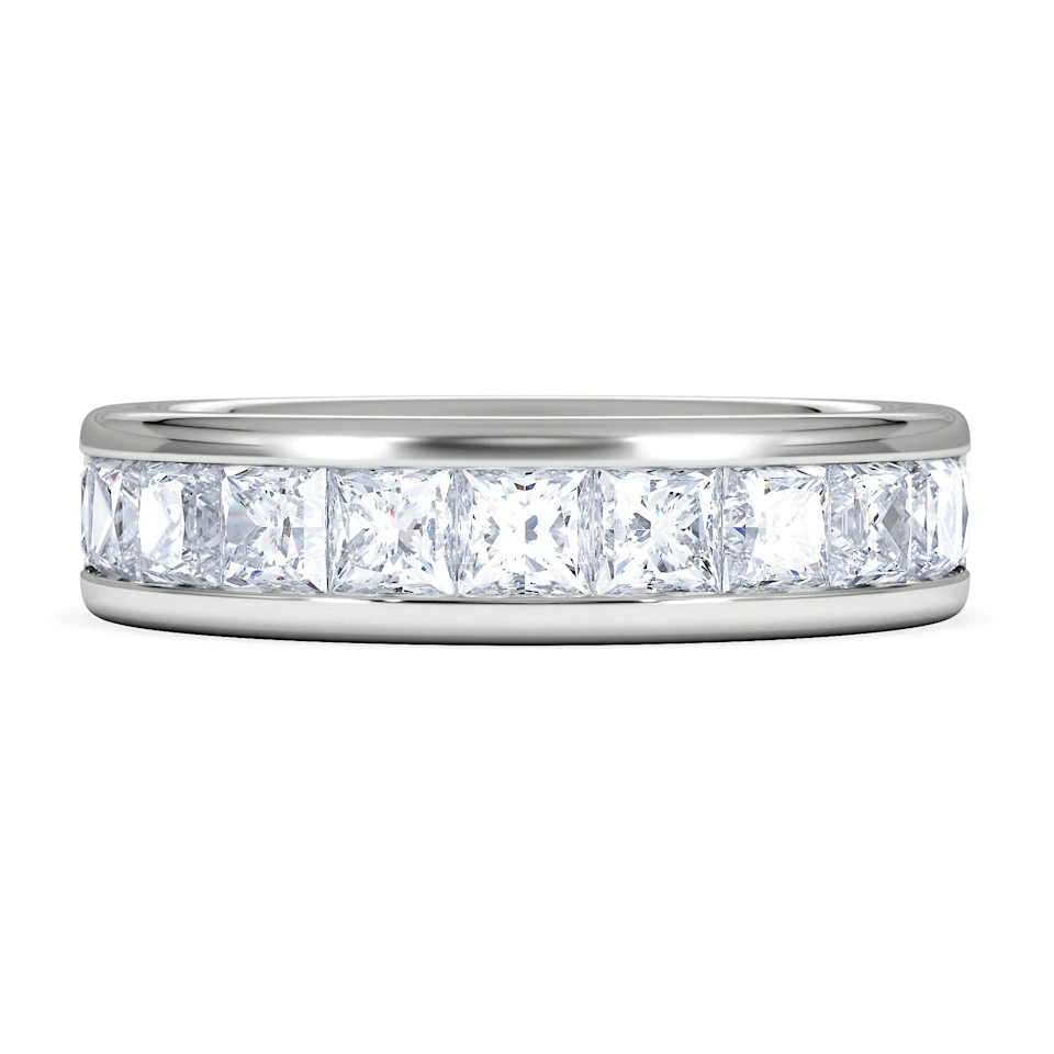 Eterna Lab Diamond Princess Cut Half Eternity Ring 2.00ct F/VS in 9K White Gold
