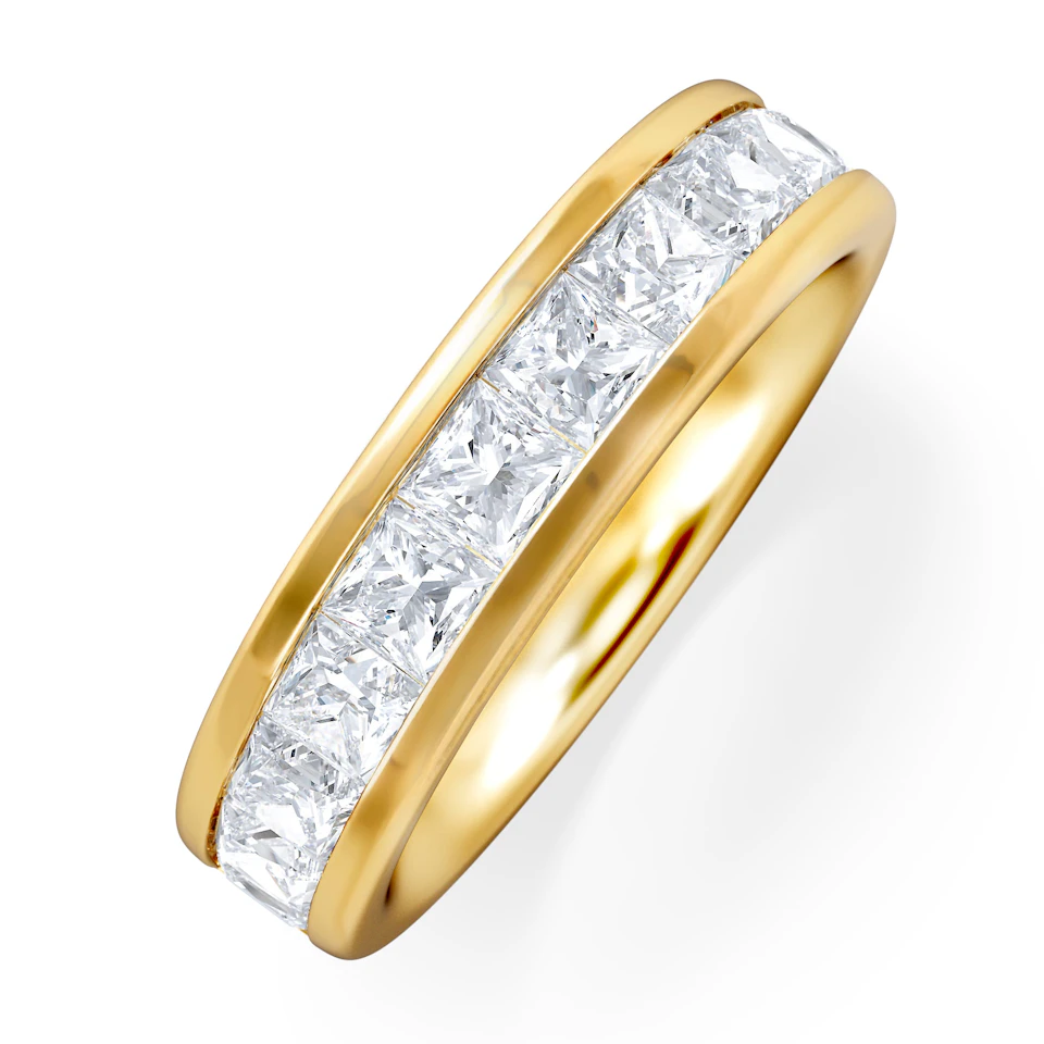 Eterna Lab Diamond Princess Cut Half Eternity Ring 2.00ct F/VS in 9K Gold