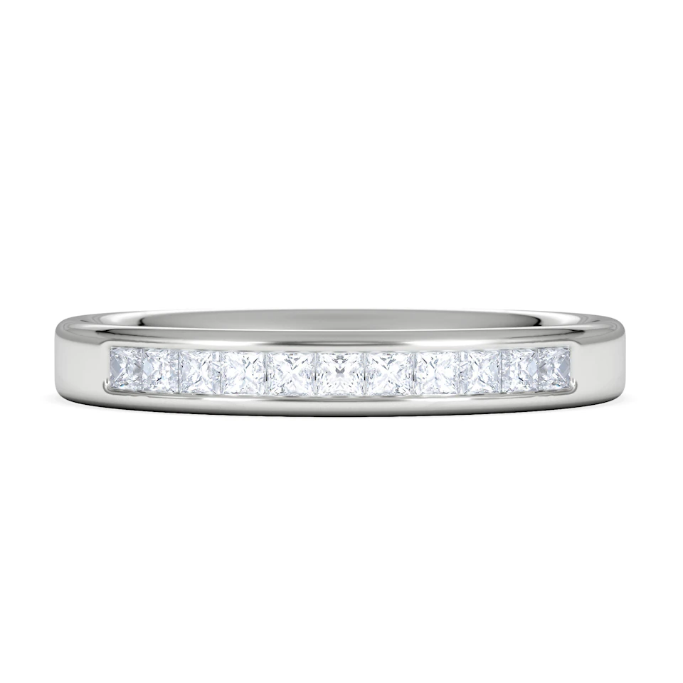 Eterna Lab Diamond Princess Cut Half Eternity Ring 0.30ct H/SI in 925 Silver