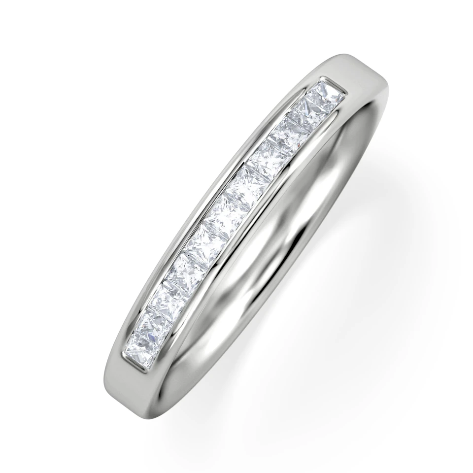 Eterna Lab Diamond Princess Cut Half Eternity Ring 0.30ct H/SI in 925 Silver