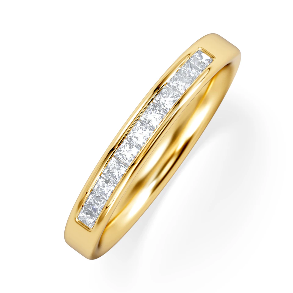 Eterna Lab Diamond Princess Cut Half Eternity Ring 0.30ct H/SI in 18K Gold Vermeil