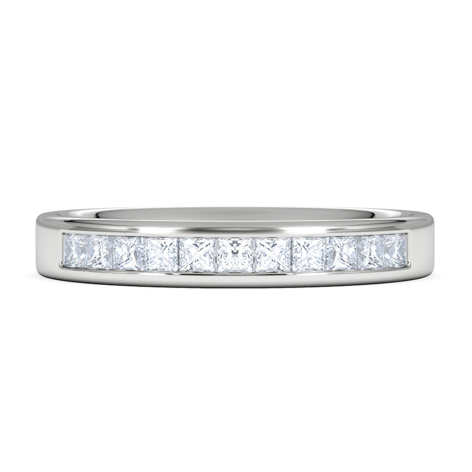 Eterna Lab Diamond Princess Cut Half Eternity Ring 0.50ct F/VS in 9K White Gold