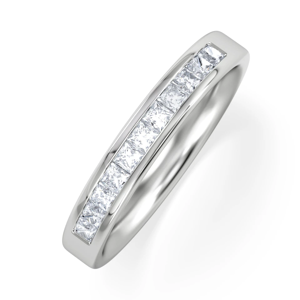 Eterna Lab Diamond Princess Cut Half Eternity Ring 0.50ct F/VS in 9K White Gold