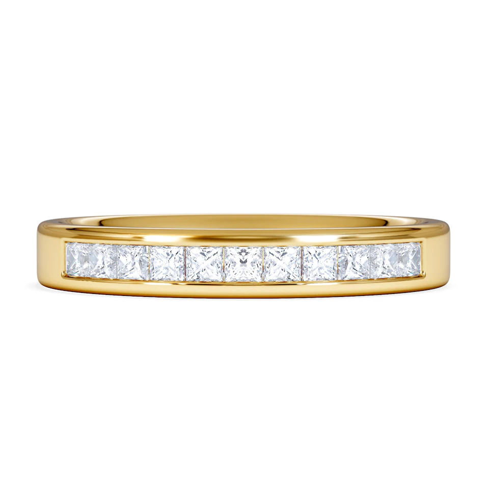 Eterna Lab Diamond Princess Cut Half Eternity Ring 0.50ct H/SI in 18K Gold Vermeil