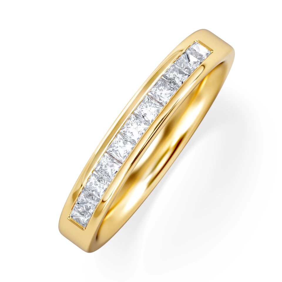 Eterna Lab Diamond Princess Cut Half Eternity Ring 0.50ct F/VS in 9K Gold