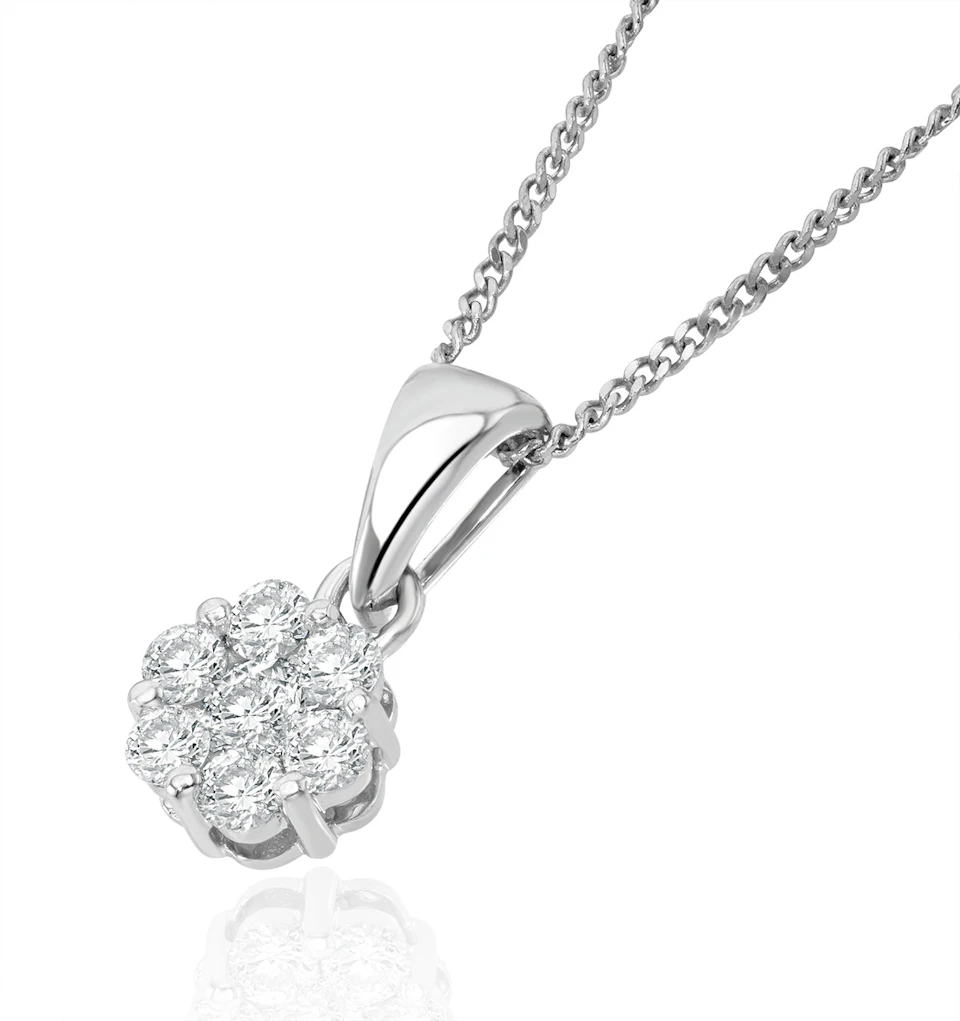 Lab Diamond Cluster Pendant Necklace 0.25ct H/Si in 9K White Gold