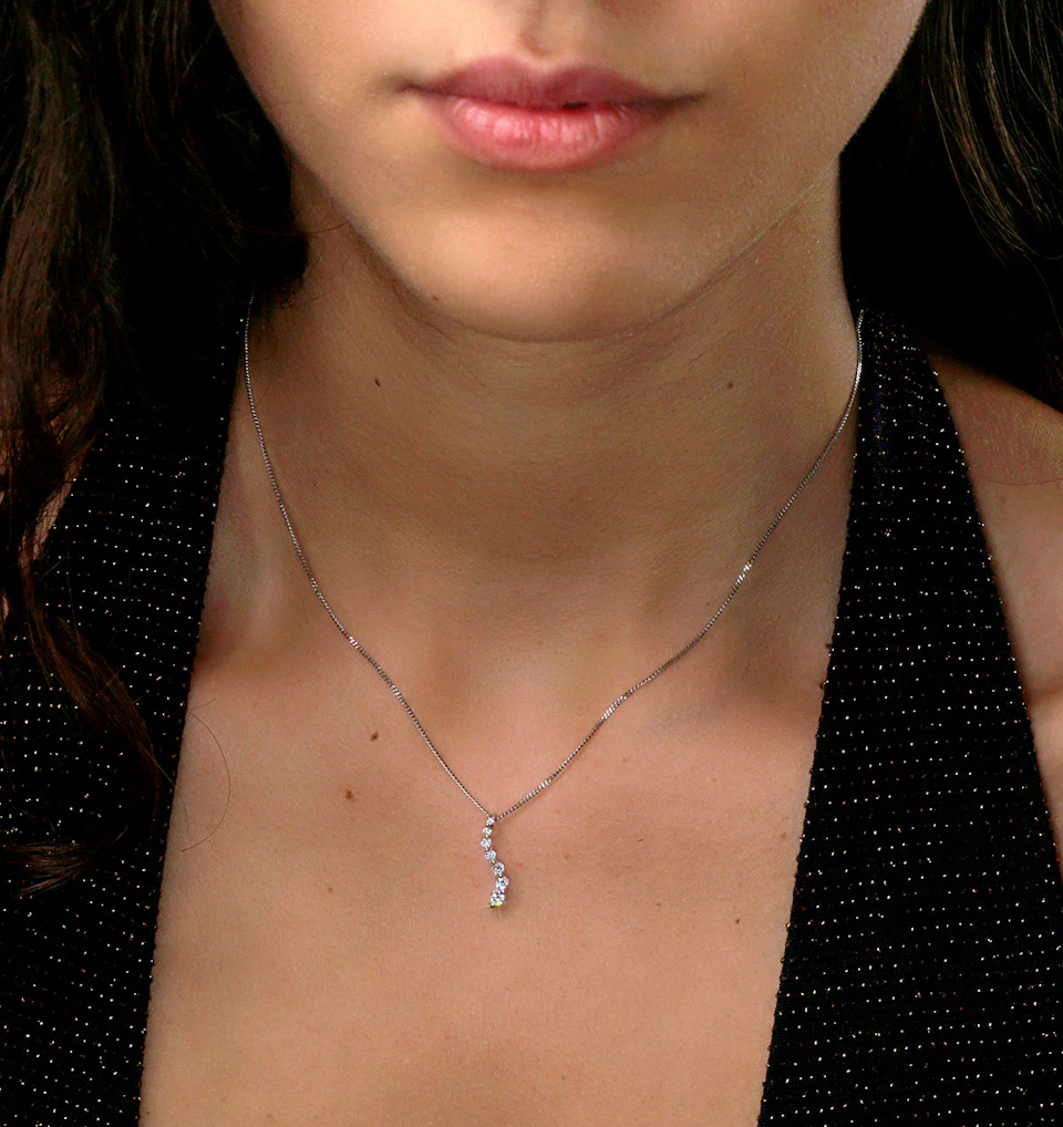 Lab Diamond Life Journey Pendant Necklace 0.25ct H/Si in 9K White Gold
