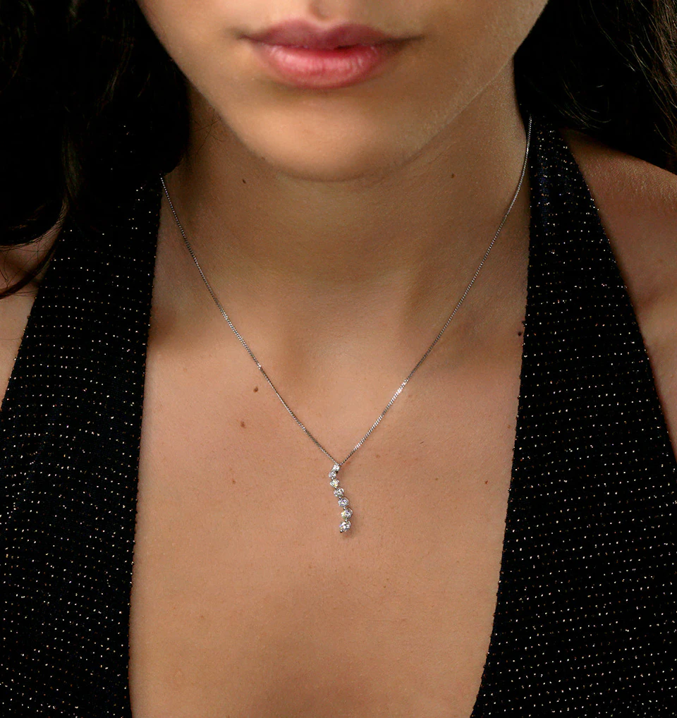 Lab Diamond Life Journey Pendant Necklace 0.50ct H/Si in 9K White Gold
