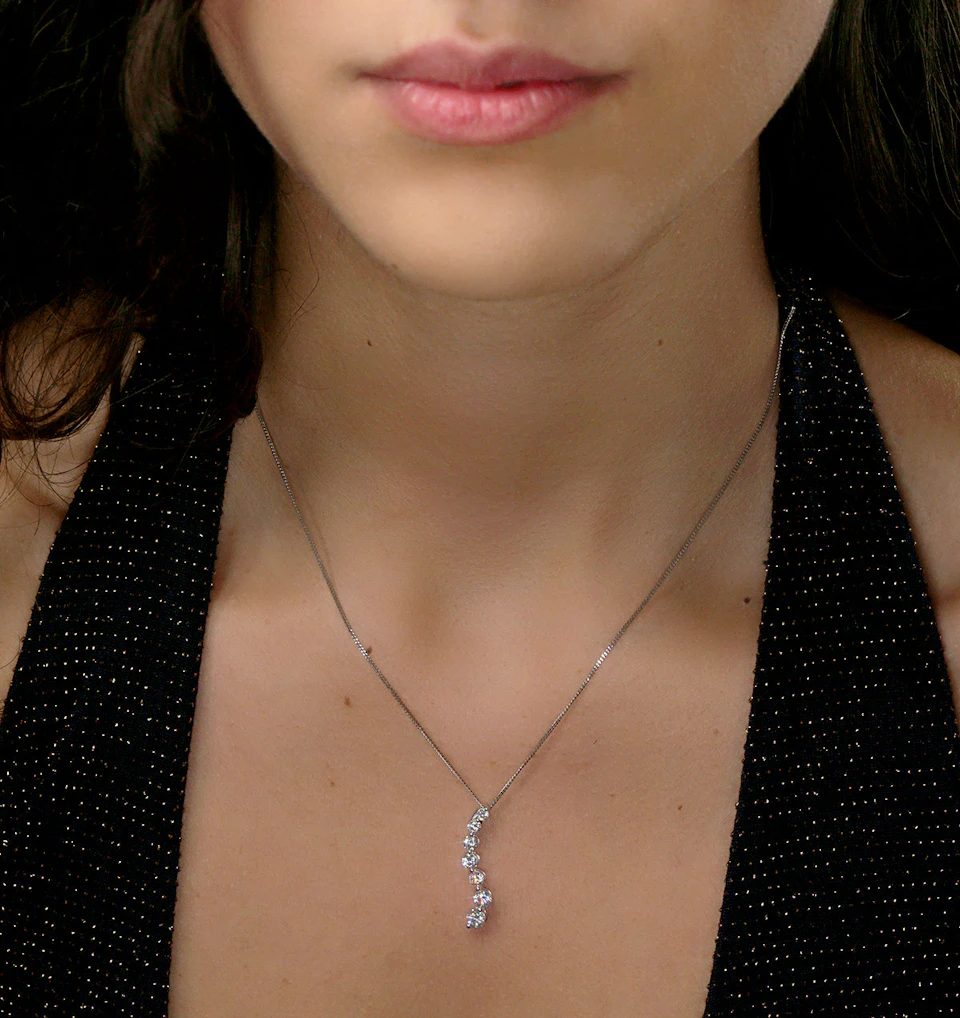 Lab Diamond Life Journey Necklace 1.00ct H/Si in 9K White Gold