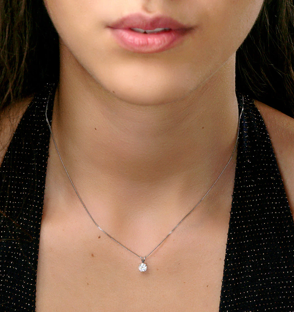 Chloe 0.50ct Lab Diamond Solitaire Necklace Pendant in 9K White Gold H/Si