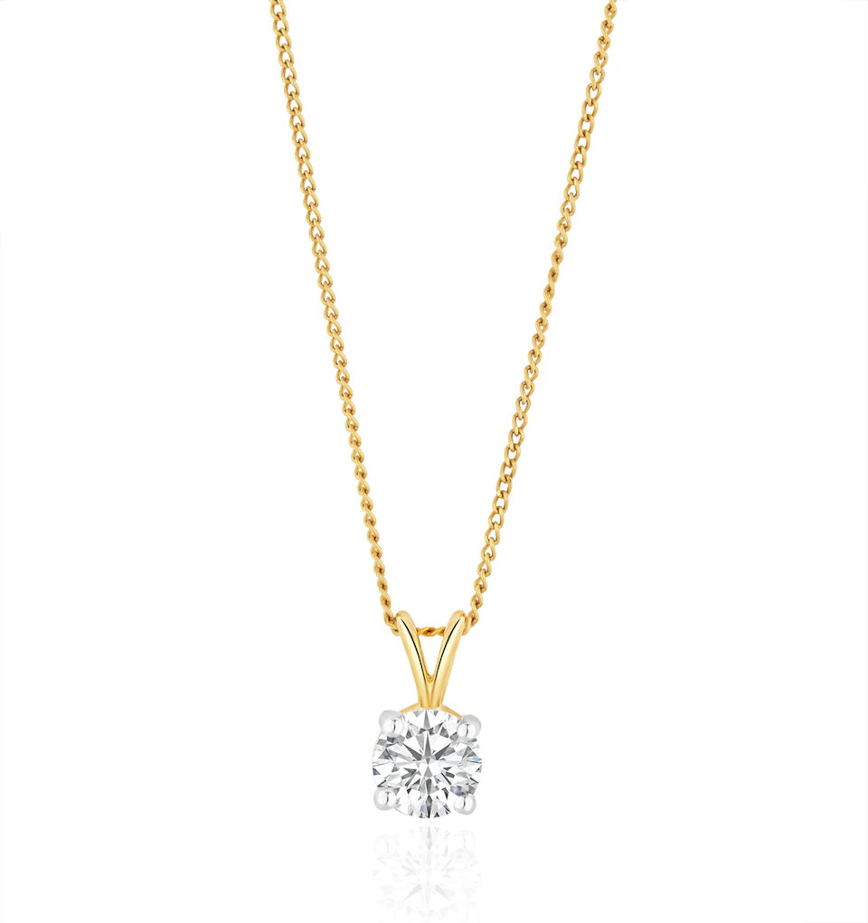 Chloe 0.50ct Lab Diamond Solitaire Necklace Pendant in 9K Yellow Gold H/Si
