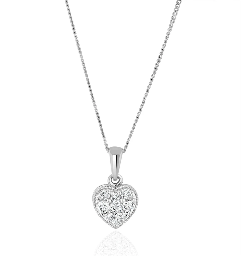 Lab Diamond Heart Pendant Necklace 0.25ct H/Si in 9K White Gold