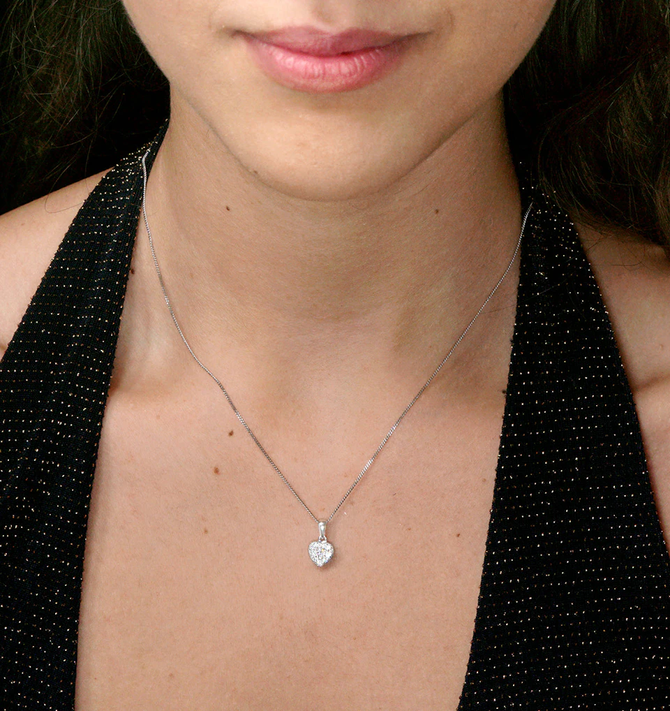 Lab Diamond Heart Pendant Necklace 0.25ct H/Si in 9K White Gold