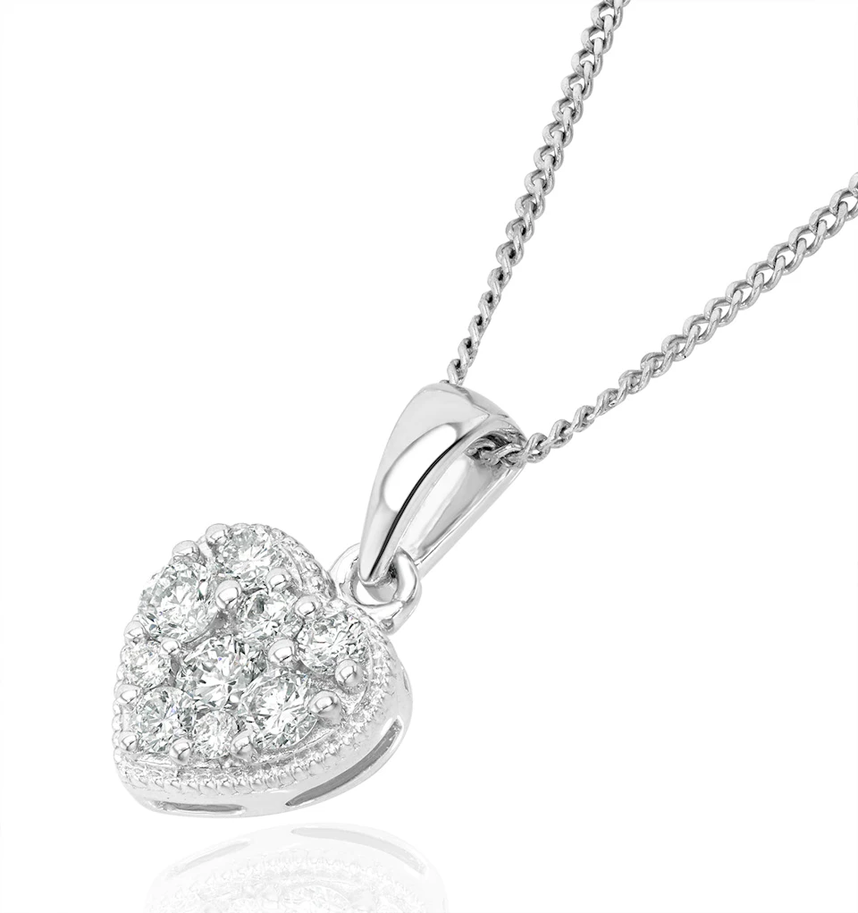 Lab Diamond Heart Pendant Necklace 0.25ct H/Si in 9K White Gold