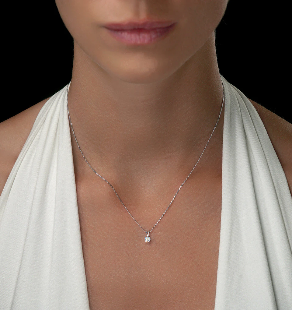 Chloe 0.25ct Lab Diamond Solitaire Necklace Pendant in 9K White Gold H/Si