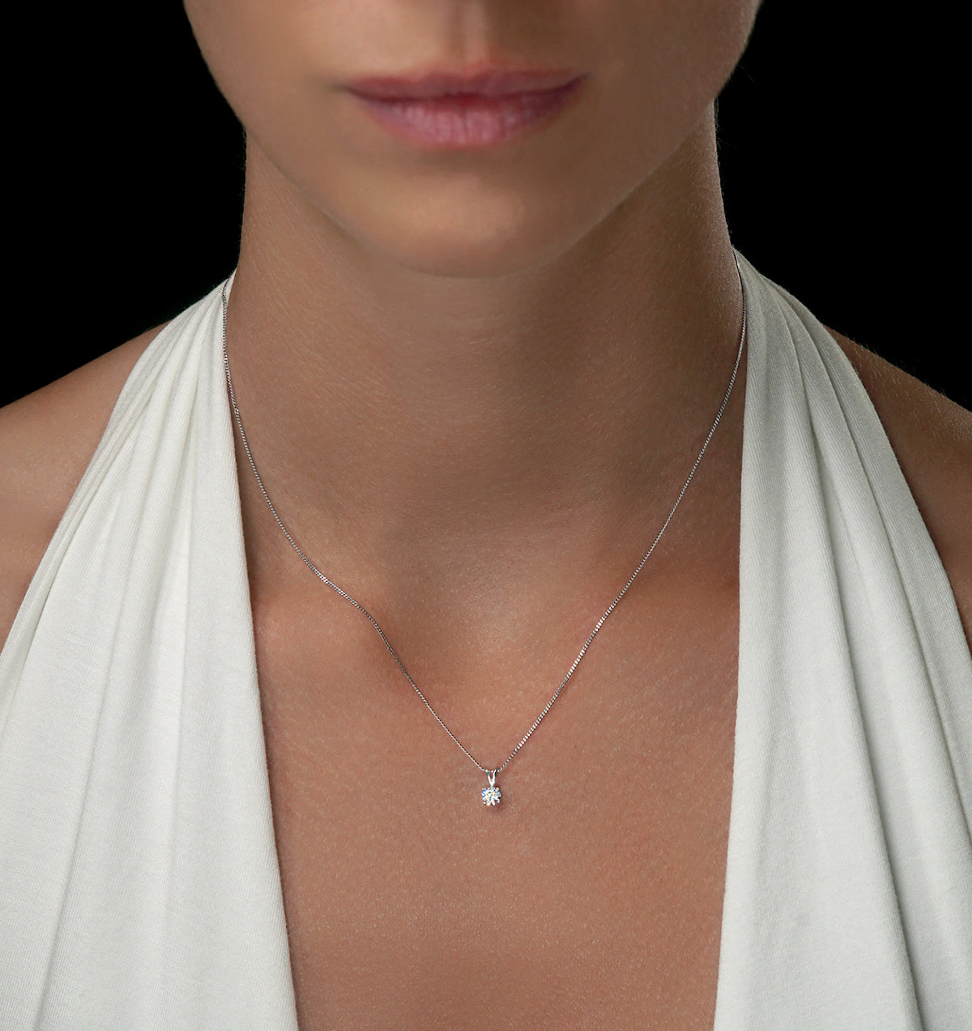 Chloe 0.25ct Lab Diamond Solitaire Necklace Pendant in 9K White Gold H/Si