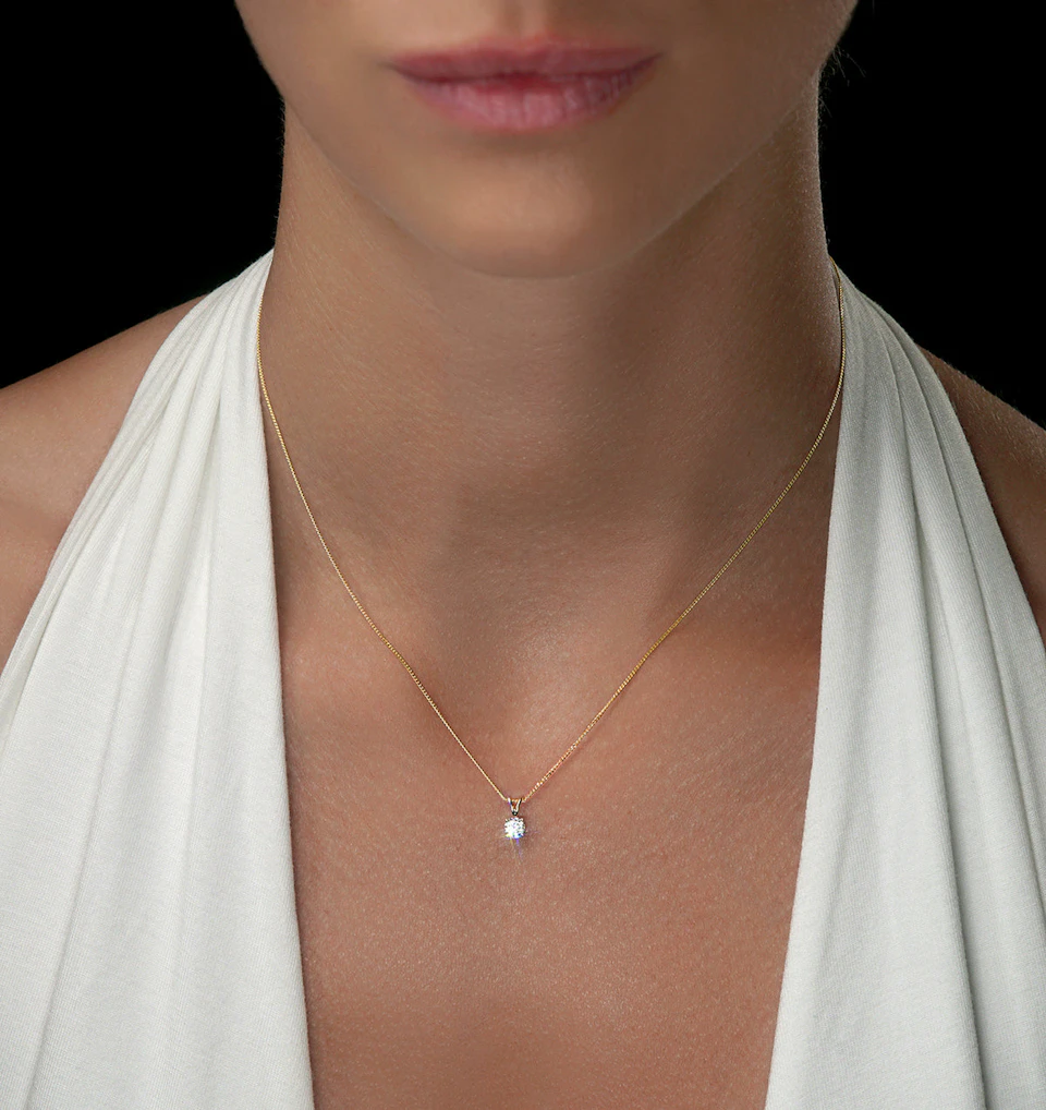Chloe 0.25ct Lab Diamond Solitaire Necklace Pendant in 9K Yellow Gold H/Si